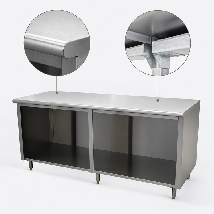 Product image #2 for Advance Tabco Special Value Economy 84" x 24" Flat Top Open Base Work Table, 16 Gauge 304 Stainless Steel