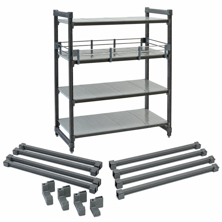 Product image #4 for Cambro Camshelving Elements Full Shelf Rail Kit, 24" x 72", Soft Gray