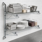 Thumbnail image #3 for Quantum WC34-CB1424C Wall-Mount Cantilever Wire Shelving Unit, 2 Shelves, 24 x 14 x 34 Inches, Chrome-Plated