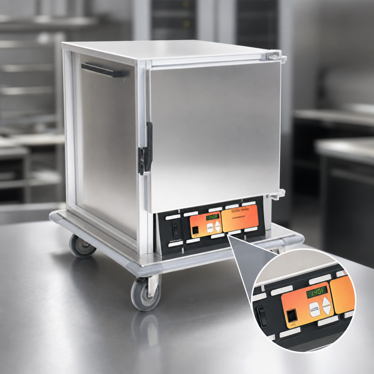 Product image #3 for Panco Half-Size Narrow Heated Holding Cabinet, Insulated Aluminum, Solid Door, Digital Control, 8-Pan Capacity