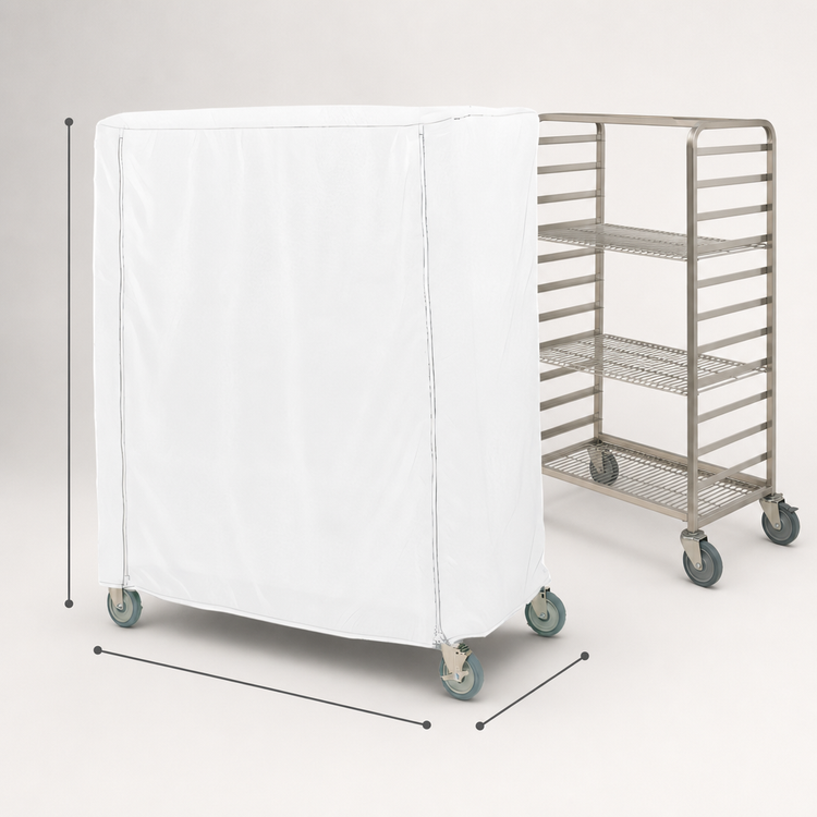 Product image #3 for Metro 36 x 18 x 54 Inch White Uncoated Knitted Polyester Queen Mary & Banquet Cart Cover