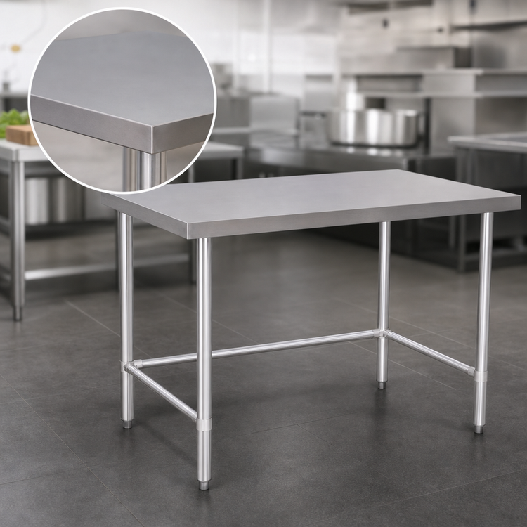 Product image #3 for Klinger's Trading NSG2448 Heavy-Duty Stainless Steel Work Table, 48 x 24 Inches, Flat Top, Open Base
