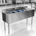 Thumbnail image #3 for CHOICE by Glastender 72-Inch 24-Inch Deep Three-Compartment Underbar Sink Unit with Dual Drainboards and Deck-Mount Faucet