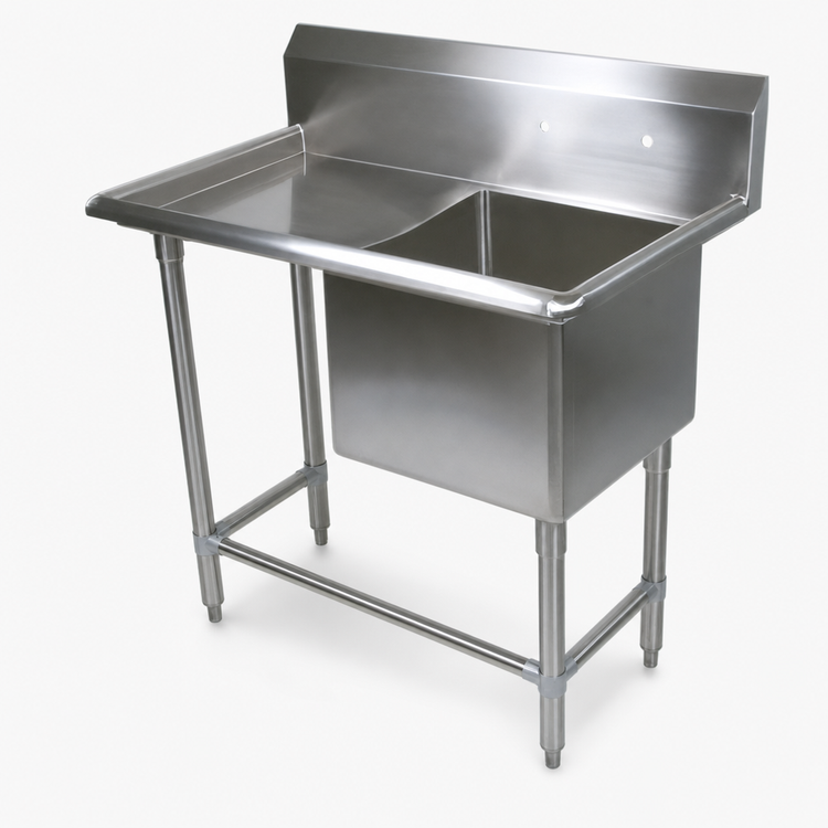 Product image #3 for John Boos Pro-Bowl 1-Compartment Commercial Stainless Steel Sink with Left Drainboard and Backsplash