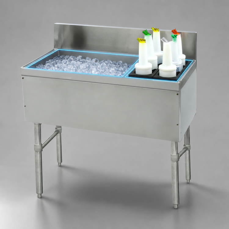 Product image #3 for Advance Tabco Prestige Supreme 36-Inch Underbar Ice Chest with Right-Side Bottle Rack