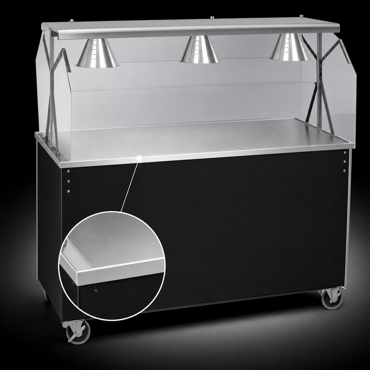 Product image #3 for Vollrath 2-Series Affordable Portable 60-Inch Cafeteria Utility Station with Breath Guard and Sliding Door Storage Base