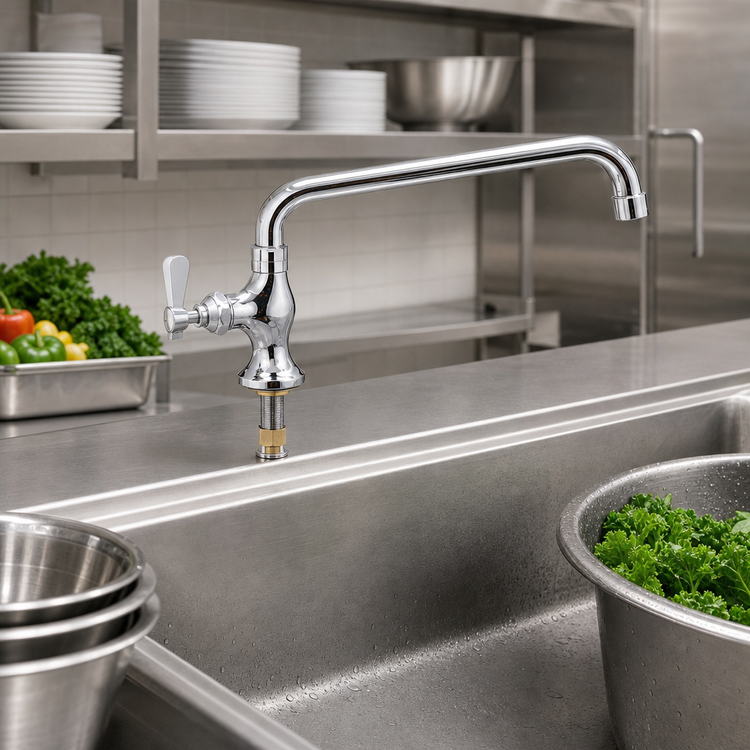 Product image #3 for OptiFlow Heavy Duty Lead-Free Single Valve Deck Mount Pantry Faucet with 18-Inch Double-Jointed Swing Spout