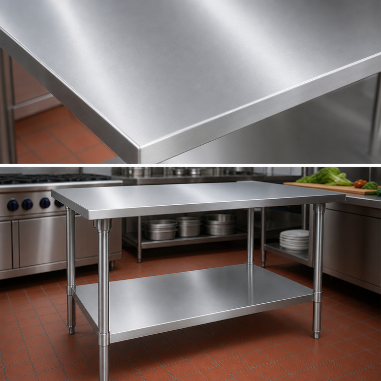 Product image #3 for John Boos Stallion 48-Inch W x 30-Inch D Stainless Steel Top Work Table with Galvanized Base and Adjustable Undershelf
