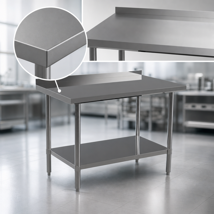 Product image #3 for Mixrite 48 Inch x 24 Inch Stainless Steel Work Table with 2 Inch Rear Edge Up and Adjustable Undershelf