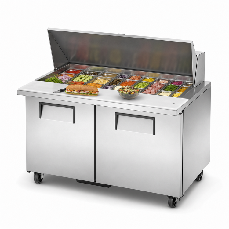 Product image #3 for True 48-Inch Mega-Top 2-Door Sandwich/Salad Prep Table, Self-Contained R290, 18-Pan Capacity