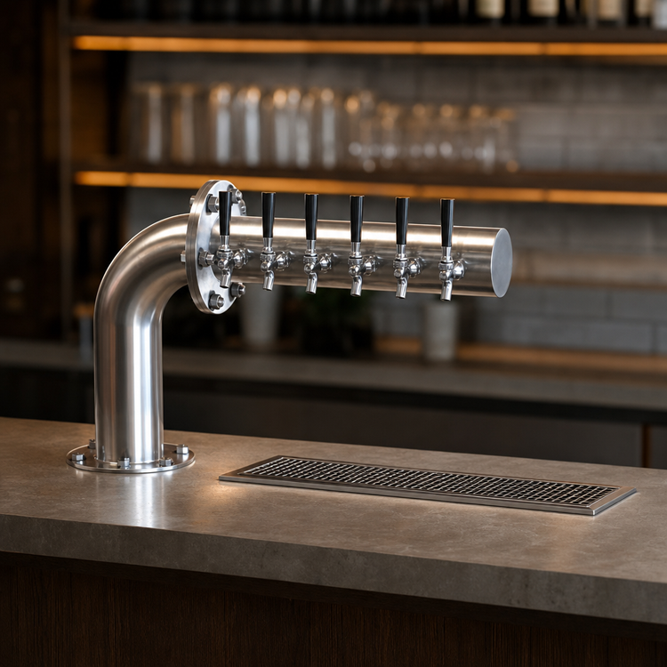 Product image #3 for Perlick Left-Mount L Brew Pipe 6-Faucet Countertop Glycol-Cooled Draft Beer Tower