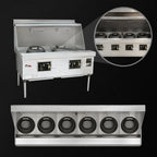 Thumbnail image #3 for Town Equipment EcoDeck E-6-SS 6-Chamber Waterless Gas Wok Range with Sink, Water Wash Bar & Stainless Steel Finish