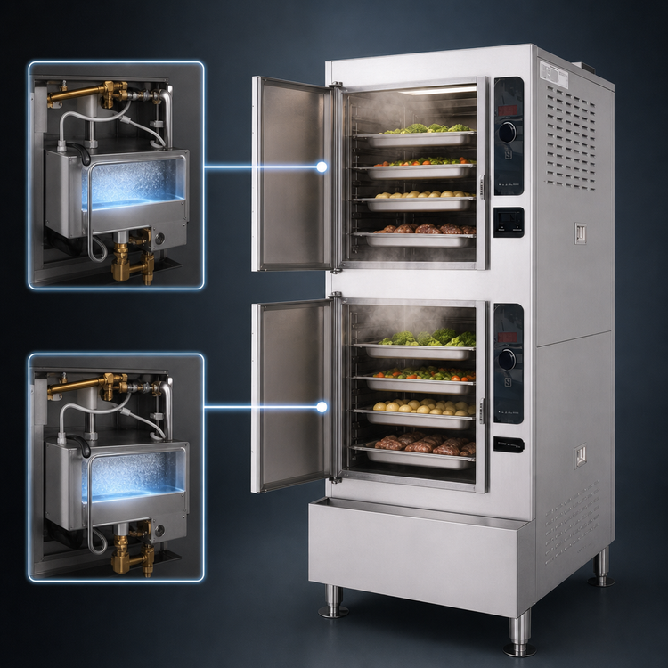 Product image #3 for Cleveland Range SteamCraft Gemini 10 Two-Compartment Floor Model Electric Pressureless Convection Steamer
