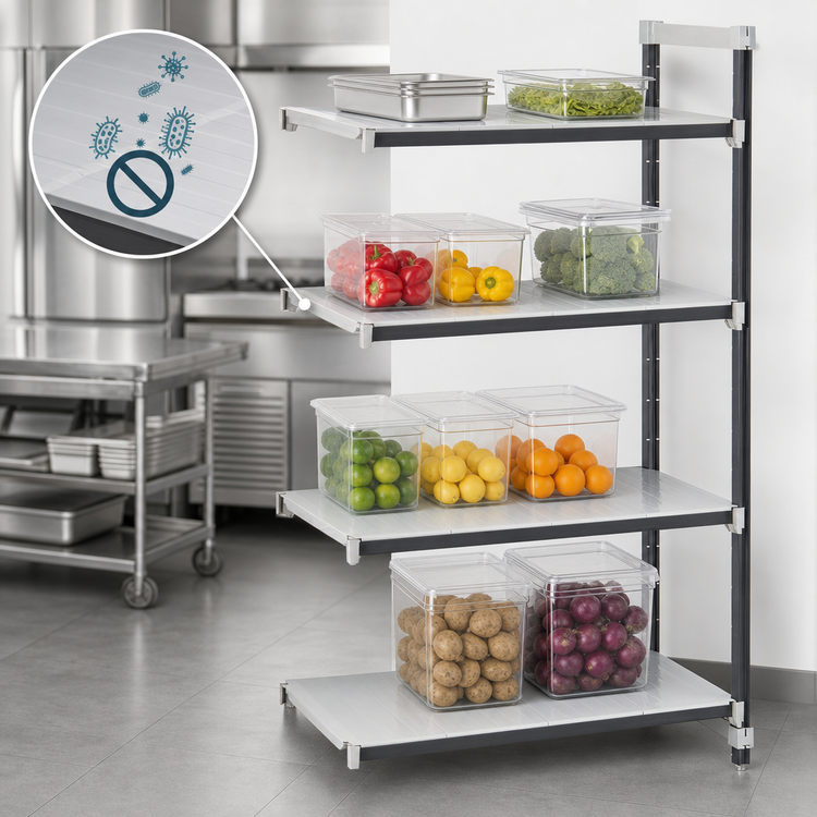 Product image #3 for Cambro Camshelving Elements XTRA Stationary Solid Add-On Shelving Unit, 24" W x 36" L x 72" H, 4-Tier