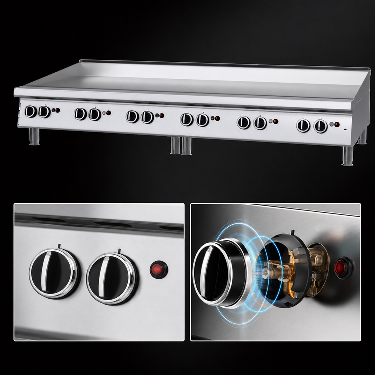 Product image #3 for Garland Signature Heavy-Duty Countertop Gas Griddle, 70-7/8 Inch W x 23 Inch D, Thermostatic Controls, Smooth Steel Plate