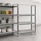 Thumbnail image #3 for Cambro Camshelving® Elements EXA247264V4480 24"D x 72"W x 64"H 4-Shelf Vented Stationary Add-On Polymer Shelving Unit, Speckled Gray