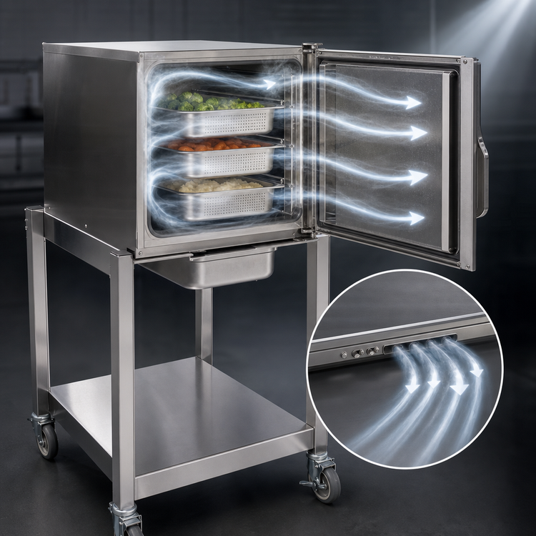 Product image #3 for AccuTemp Evolution Connectionless Boiler-Free 3-Pan Electric Convection Steamer with Stand, 440V/3-Phase