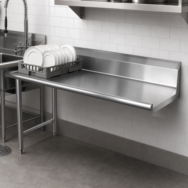 Product image #3 for 48-Inch Left-Side Straight Clean Dish Table, 304 Stainless Steel