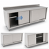 Thumbnail image #3 for John Boos 4CS4R5-3096 Enclosed Work Table with Sliding Doors, 96 Inch W x 30 Inch D, 14-Gauge Stainless Steel Top, 5-Inch Backsplash