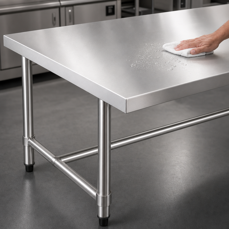 Product image #3 for 72" x 18" 16-Gauge 304 Stainless Steel Open Base Worktable