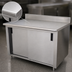 Thumbnail image #3 for Advance Tabco Enclosed Cabinet Base Work Table with Sliding Doors, 108 x 30 Inches, 16-Gauge 304 Stainless Steel Top