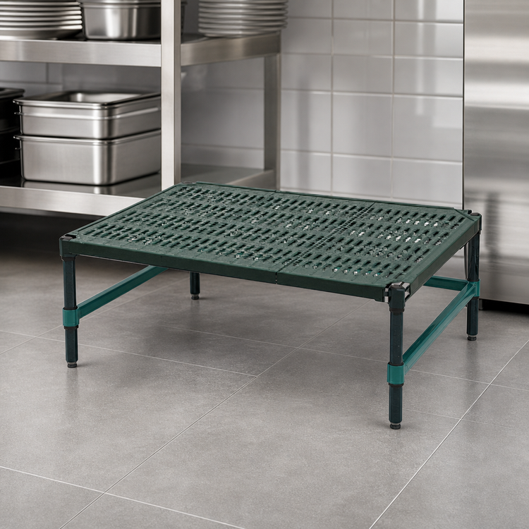 Product image #3 for QuadPlus Stationary Dunnage Rack with Valu-Gard Green Epoxy Posts, 48W x 24D x 14H, 1000 lb Capacity