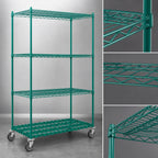 Thumbnail image #3 for Eagle Group QuadTruss DS4-P74-2448E Stationary 4-Tier Wire Shelving Starter Unit with Dunnage Shelf, 48 x 24 x 74 Inches