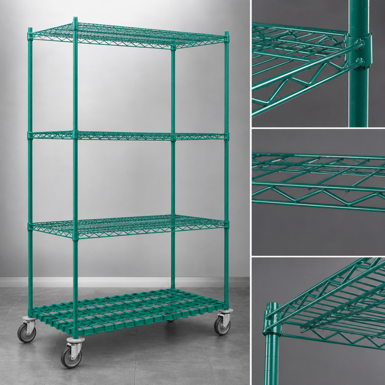 Product image #3 for Eagle Group QuadTruss Stationary 4-Tier Starter Wire Shelving Unit with Dunnage Shelf, 48 x 24 x 74 Inches, EAGLEgard Hybrid Epoxy Finish