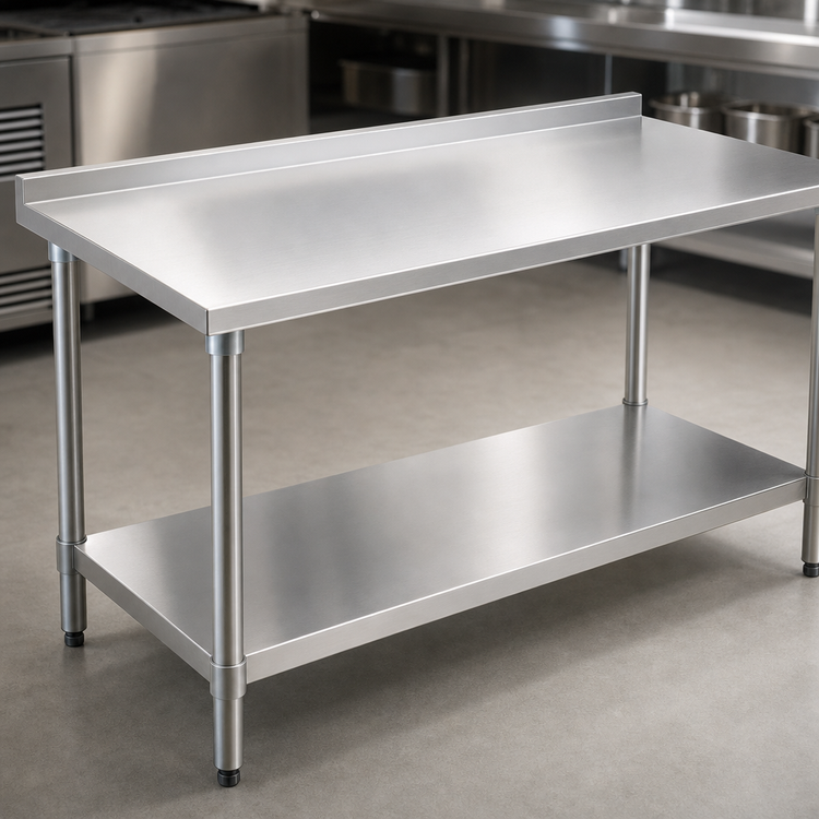 Product image #3 for Eagle Budget Series 48 x 24 Inch 430 Stainless Steel Work Table with Rear Upturn and Adjustable Undershelf