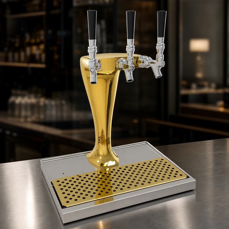 Product image #3 for Glastender Cobra 3-Faucet Countertop Draft Dispensing Tower, Air-Cooled, Gold Finish