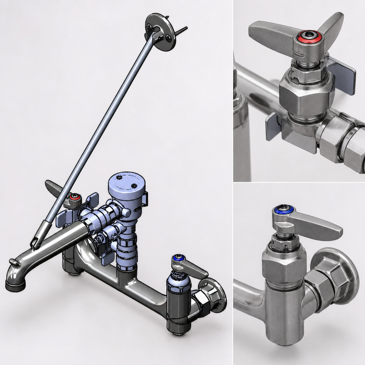 Product image #3 for T&S Brass 8-Inch Wall-Mount Service Sink Faucet with Built-In Stops and B-0963 Vacuum Breaker