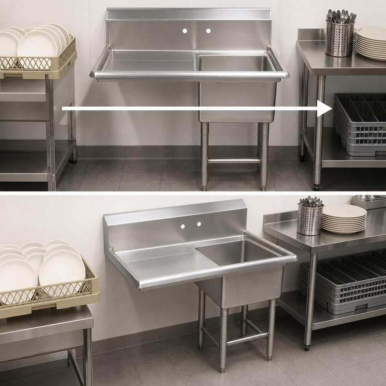 Product image #3 for BK Resources 36-Inch Straight Soiled Dish Table with Left-to-Right Operation and 20 x 20 x 8 Sink Bowl