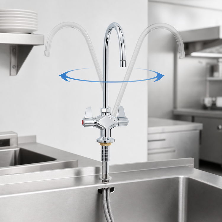 Product image #3 for equip Low-Lead Single-Hole Deck-Mount Swivel Gooseneck Manual Faucet