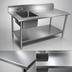 Thumbnail image #3 for John Boos Stainless Steel Prep Table With Left Sink, 5-Inch Backsplash and Adjustable Undershelf
