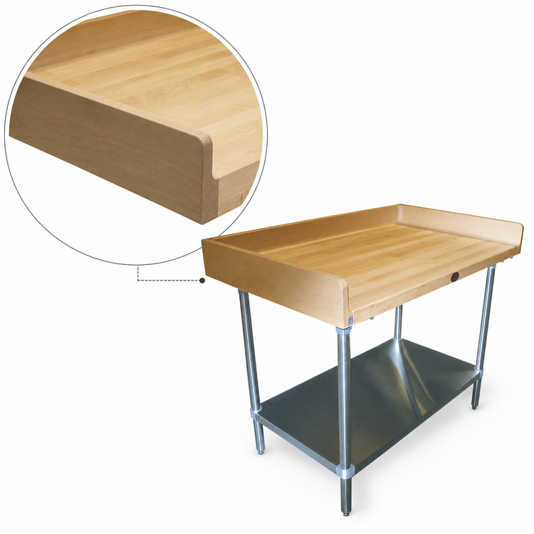 Product image #3 for Advance Tabco Bakers' Top Wood Work Table with Adjustable Undershelf, 72 x 30 Inches