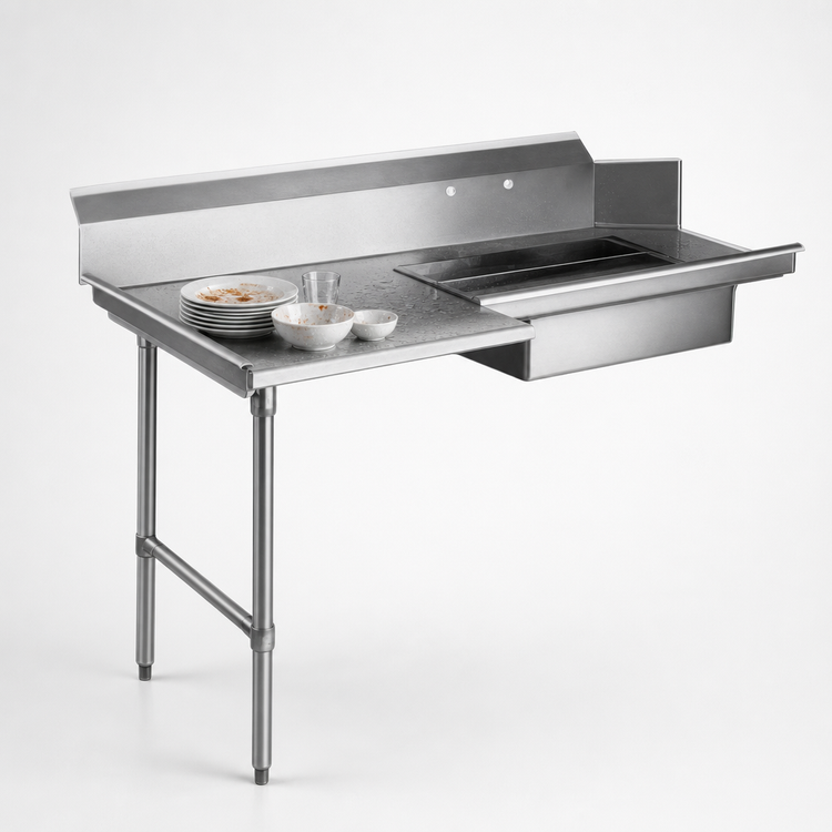 Product image #3 for CMA Dishmachines 60-Inch Straight Left-to-Right Soiled Dish Table with 20 x 20 x 5-Inch Sink