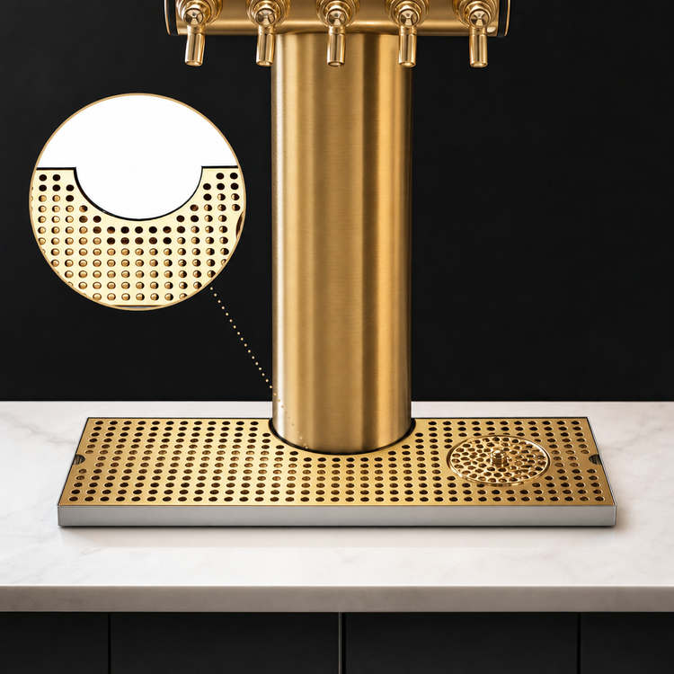 Product image #3 for Metropolis T Surface Mount Drip Tray Trough with Integral Glass Rinser and PVD Brass Screen, 24 x 8-1/2 Inch