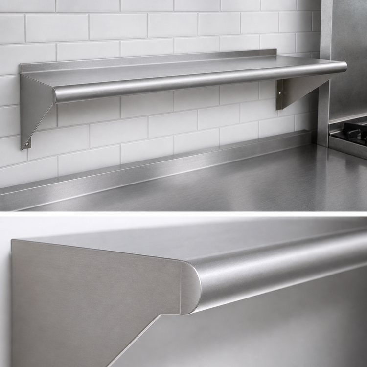 Product image #3 for Advance Tabco Special Value Series Wall-Mounted Stainless Steel Shelf, 24" W x 15" D, 18 Gauge, Satin Finish
