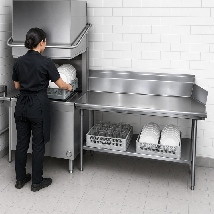 Product image #3 for Advance Tabco Right-Hand Straight Dish Table with 10-1/2-Inch Backsplash, 119 x 30 Inches, 304 Stainless Steel