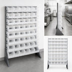 Thumbnail image #3 for Quantum QRU-16S-230-48CL Single-Sided Rail Rack Storage System with 16 Rails, 48 Clear Bins, 600 lb Capacity, 36W x 15D x 53H