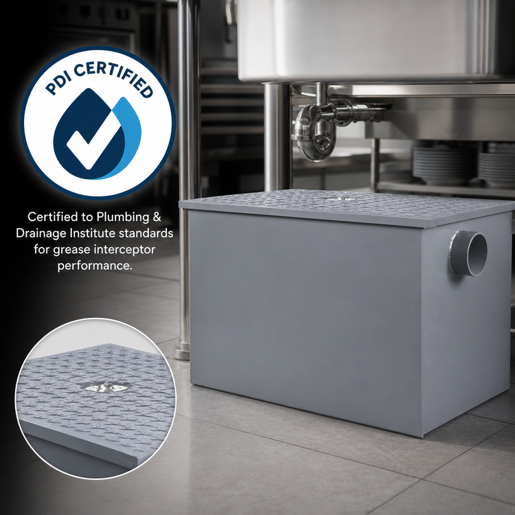 Product image #3 for Dormont WD-10 Epoxy-Coated Steel Grease Interceptor, 10 GPM, 20 lb Capacity, 2-Inch No-Hub Connections