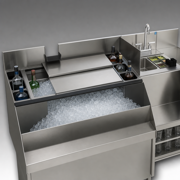 Product image #3 for Perlick Top Shelf UCS48B-LF 48" Underbar Ice Bin & Cocktail Station with Blender Sink