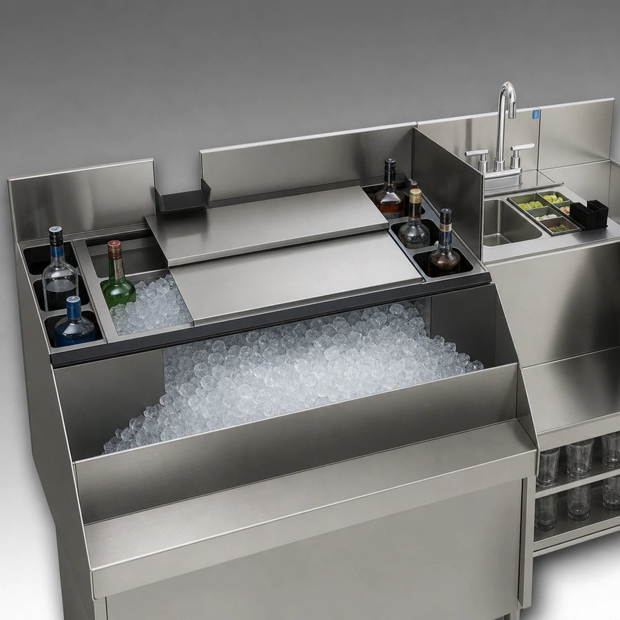 Integrated Ice Bin/Cocktail Station