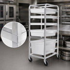 Thumbnail image #3 for Channel Manufacturing PBA707 Mobile Aluminum Poly Box Rack, 7 Levels, 18 x 26 Inch Box Compatible, 5 Inch Swivel Casters
