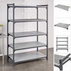 Thumbnail image #3 for Cambro Camshelving® Basics Plus CBSK1842VS5580 Stationary 5-Shelf Solid & Vented Composite Shelving Kit, 18 x 42-Inch, Brushed Graphite
