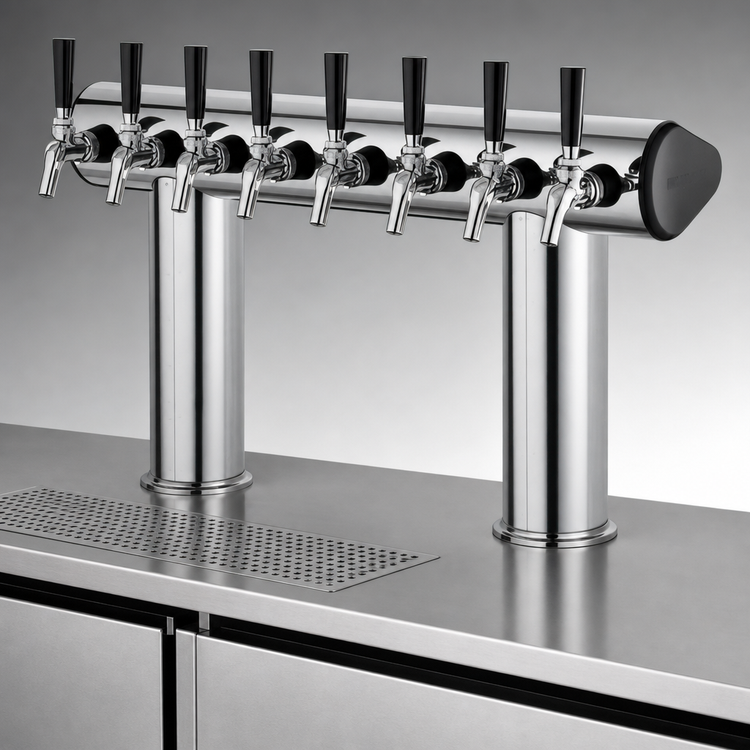 Product image #3 for Perlick Winged Bridge Countertop Glycol-Cooled 8-Faucet Draft Tower, Stainless Steel