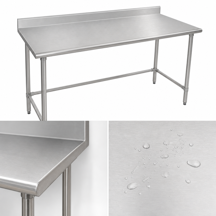 Product image #3 for Eagle Group BlendPort® Budget Series 84-Inch x 24-Inch Stainless Steel Work Table with 4-1/2-Inch Backsplash