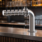 Thumbnail image #3 for Perlick Corporation 4062-6R Countertop Right-Mount 6-Faucet Glycol-Cooled L Brew Pipe Draft Beer Tower, Stainless Steel Matte Finish