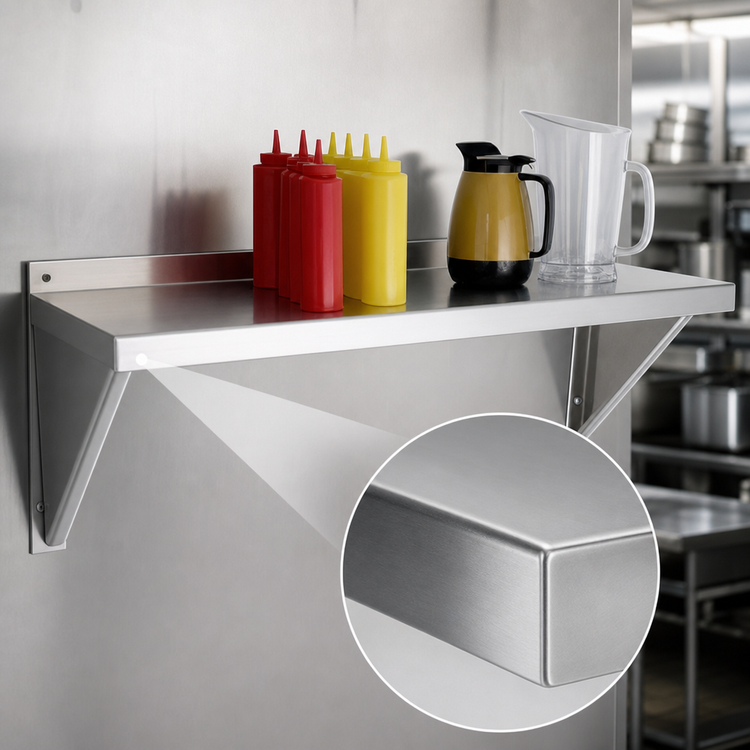 Product image #3 for New Age NS793 Heavy-Duty Solid Wall-Mounted Shelf, 48" W x 15" D, 12 Gauge Aluminum