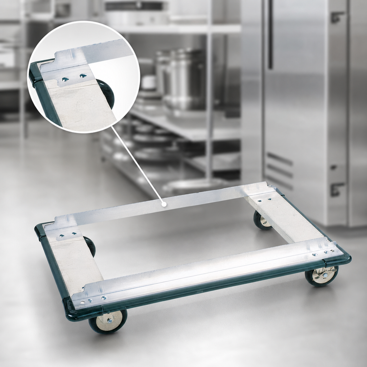 Product image #3 for Metro Super Erecta 60"W x 24"D Aluminum Stock Truck Dolly with Wraparound Bumper